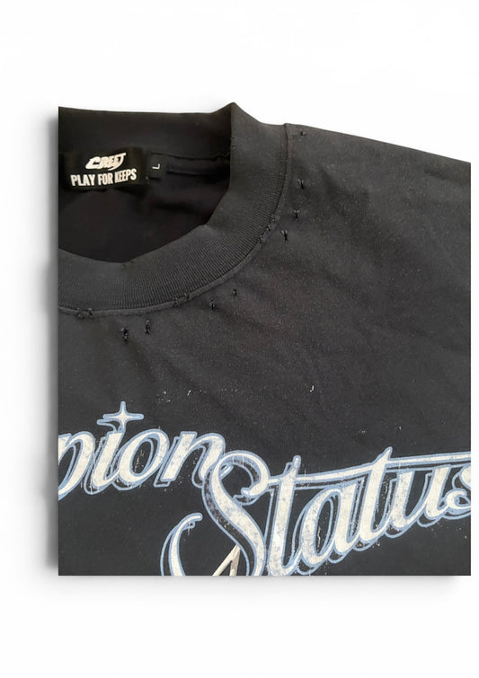 CREET Champion Status vintage graphic tee print and collar detail